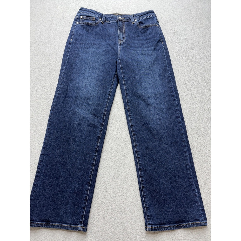 Quince Jeans Womens 31x28 Blue Bella Stretch Straight High Rise Dark Wash Denim - Picture 2 of 15